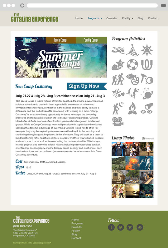 The Catalina Experience Responsive Website